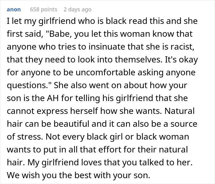 Mom Tells Son’s Black Girlfriend She Doesn’t Need To Change Her Hair For Him, Son Explodes
