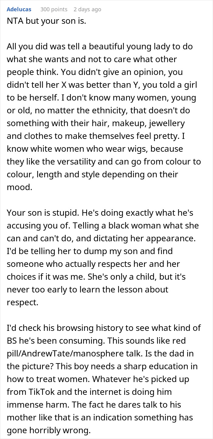 Mom Tells Son’s Black Girlfriend She Doesn’t Need To Change Her Hair For Him, Son Explodes