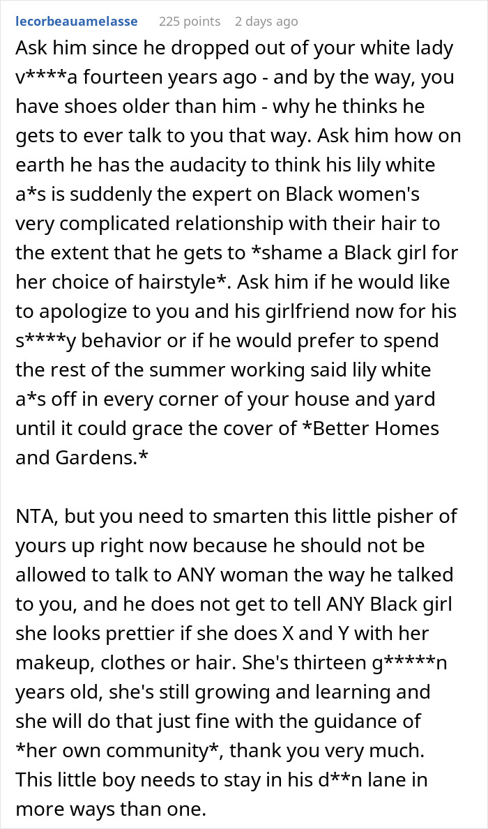 Mom Tells Son’s Black Girlfriend She Doesn’t Need To Change Her Hair For Him, Son Explodes