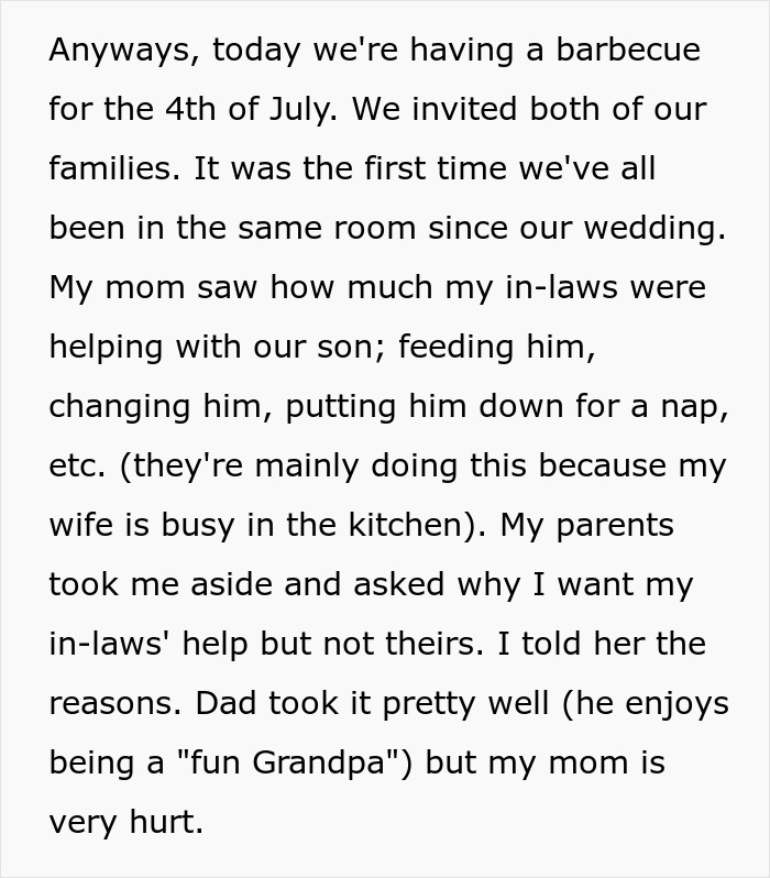 Man Won&#8217;t Let His Parents Help With Baby, But Allows In-Laws, Netizens Are Absolutely Divided
