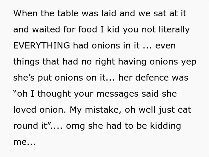 Sly MIL Unnecessarily Adds Onions To Every Dish Despite Son Telling Her Fiancé Has Severe Allergy