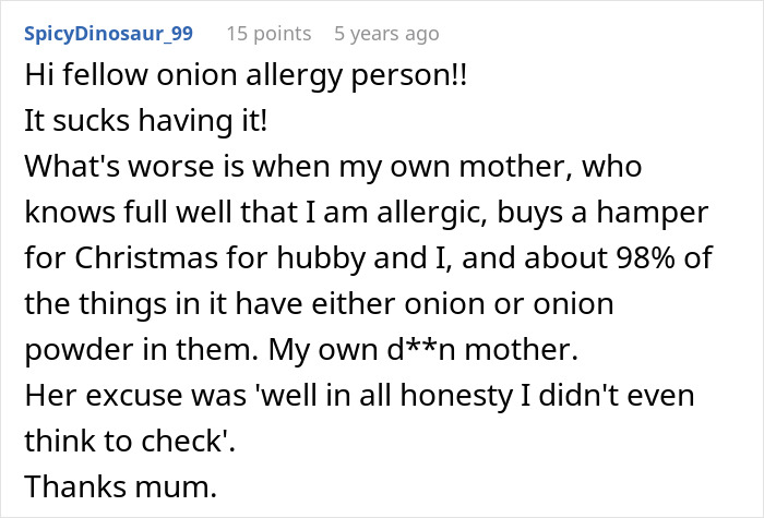 Sly MIL Unnecessarily Adds Onions To Every Dish Despite Son Telling Her Fiancé Has Severe Allergy