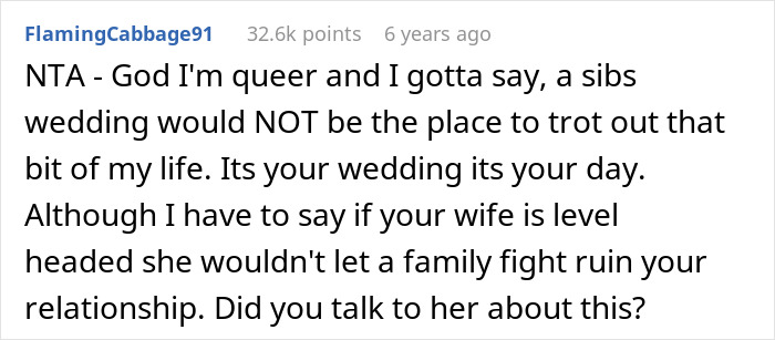 &#8220;[Am I The Jerk] For Asking My Brother Not To Bring His Boyfriend To My Wedding?”