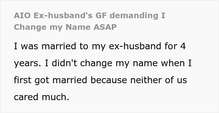 Woman Doesn’t Get What Her Last Name Has To Do With Ex Not Being Able To Get Married Again