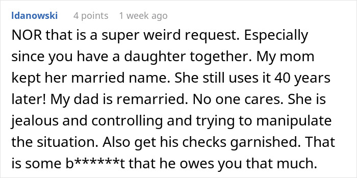 Woman Doesn’t Get What Her Last Name Has To Do With Ex Not Being Able To Get Married Again