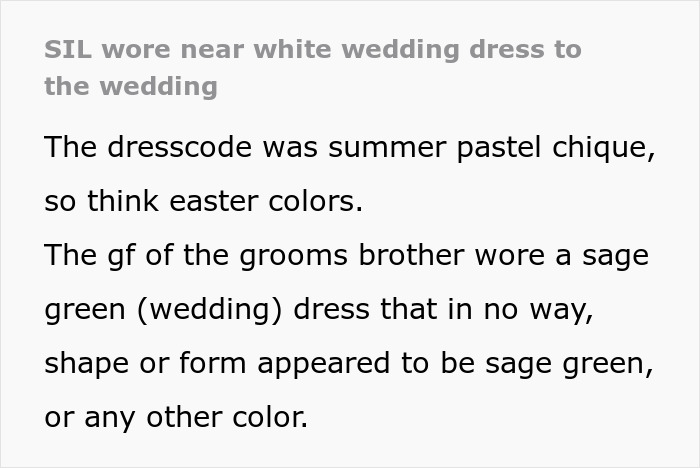 Groom&#8217;s Brother&#8217;s GF Wears &#8220;Sage Green&#8221; Dress To Wedding, Gets Trolled As It&#8217;s White Wedding Dress