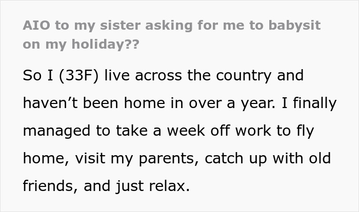 Lady Finally Gets Chance To Visit Fam After Year, Sis Expects Her To Spend 3 Days Of Week Babysitting