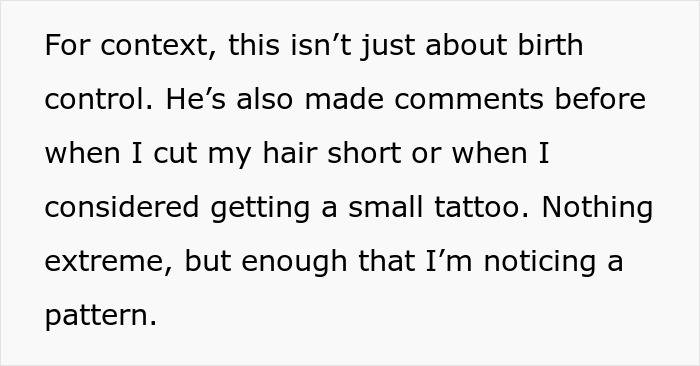 Guy Feels He Can Call The Shots About Wife’s Hair, Tattoos, Even Birth Control – She Has Other Ideas