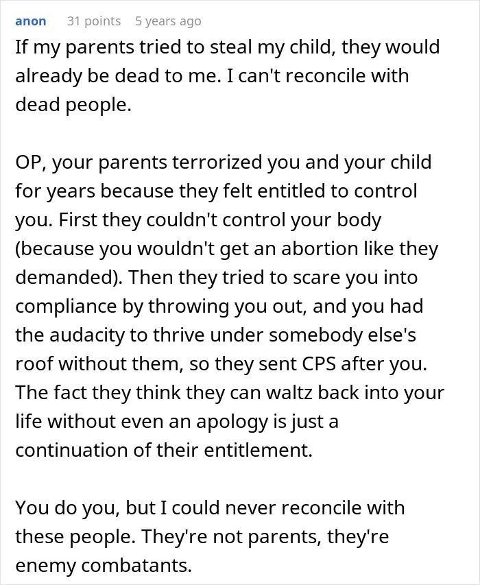 Parents Make Teen Mom’s Life Hell, Try To Reconnect With Her And Her Daughter When Dad Gets Ill