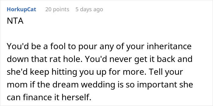 Bride Wants Sister’s Inheritance, Plays The ‘Dad Would Have Wanted’ Card, But Gets A Reality Check