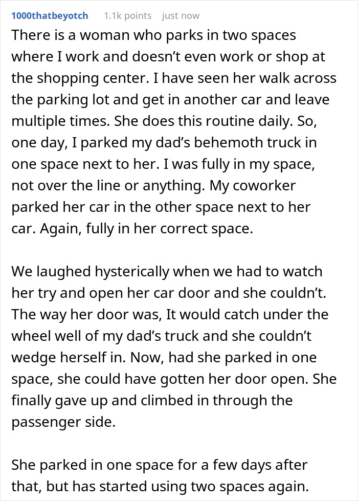 Guy Blocks Another Car&#8217;s Driver Door By Parking Too Close, Owner Comes Back And Smugly Does The Same