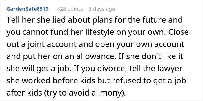Man Orders Wife To Get A Job If She Doesn’t Want To Go On An Allowance