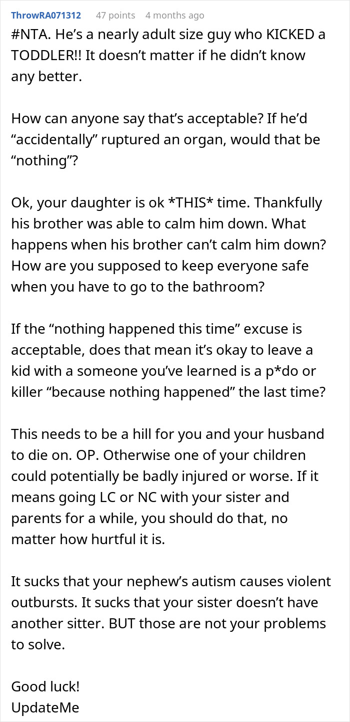 Woman Refuses To Babysit Her Autistic Nephew After He Injures Her Daughter And Spits On Her