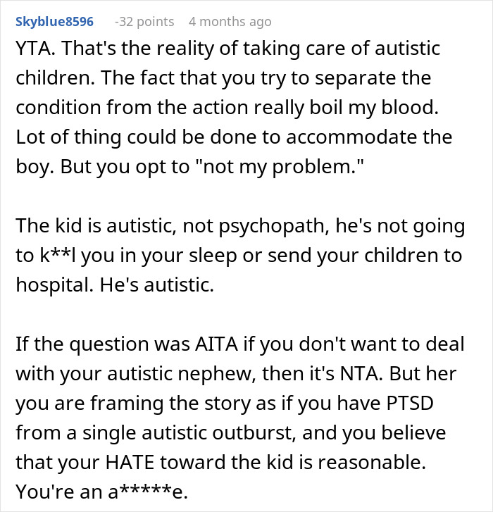 Woman Refuses To Babysit Her Autistic Nephew After He Injures Her Daughter And Spits On Her