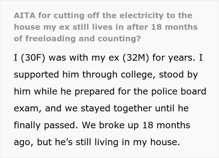 Woman Is Done Playing Nice With Ex After 18 Months, Cuts All The Power To His And GF’s House