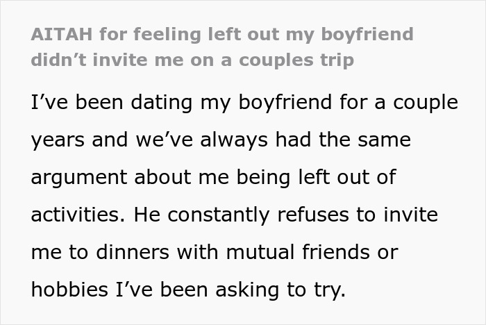 Woman Expresses Hurt For Being Constantly Excluded In Couple Events, BF Lashes Out At her