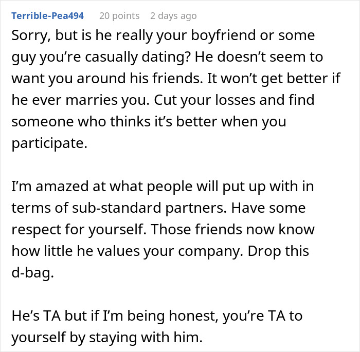 Woman Expresses Hurt For Being Constantly Excluded In Couple Events, BF Lashes Out At her