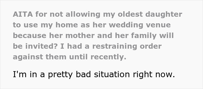 Dad Makes “Biggest Mistake Of Life” By Telling Daughter She Can’t Use His Home As Wedding Venue