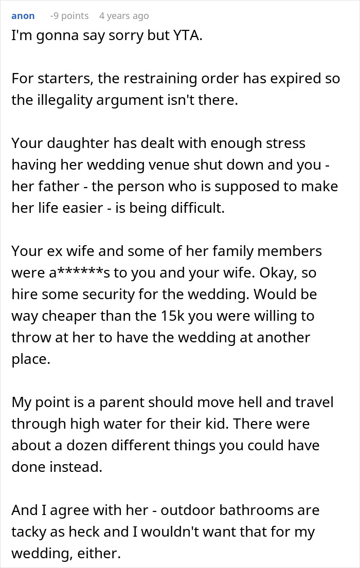Dad Makes “Biggest Mistake Of Life” By Telling Daughter She Can’t Use His Home As Wedding Venue