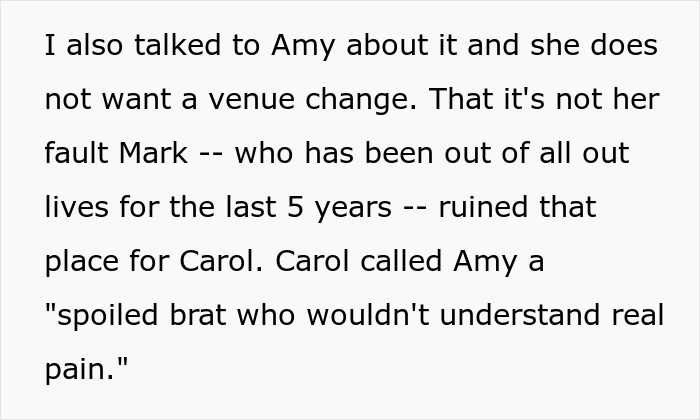 Mom Refuses To Change Daughter’s Wedding Venue, Sister Calls Her Heartless And Selfish
