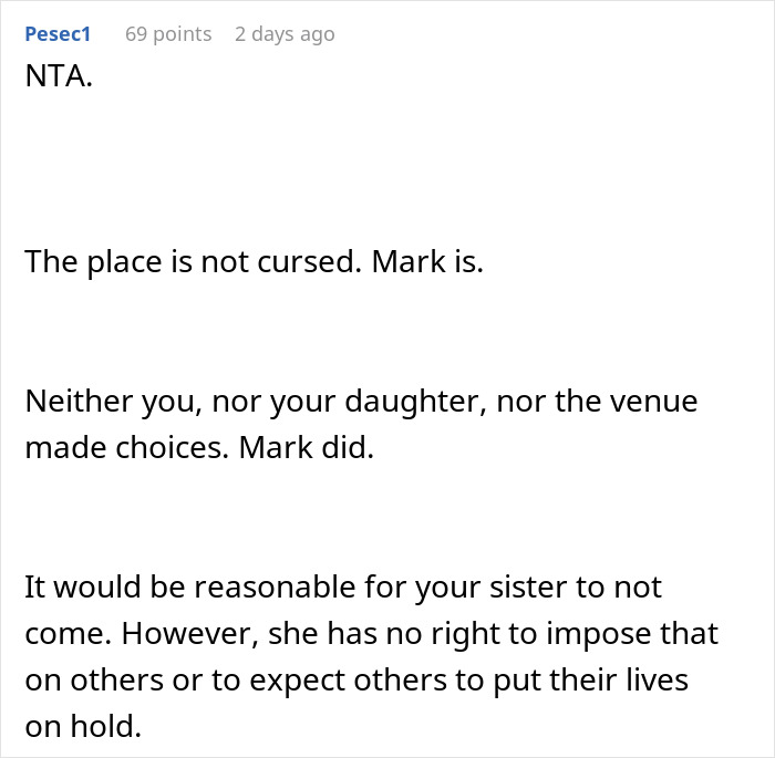Mom Refuses To Change Daughter’s Wedding Venue, Sister Calls Her Heartless And Selfish