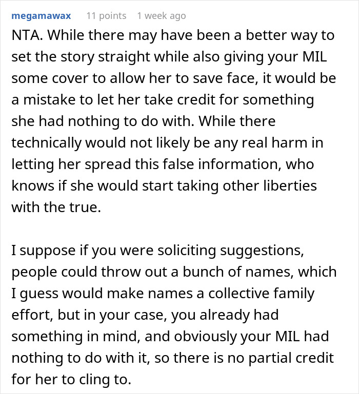 MIL Tries To Take Credit For Granddaughter’s Name, Mom Calls Her Bluff, Sparking Family Drama