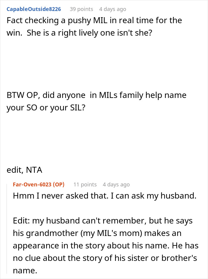 MIL Tries To Take Credit For Granddaughter’s Name, Mom Calls Her Bluff, Sparking Family Drama