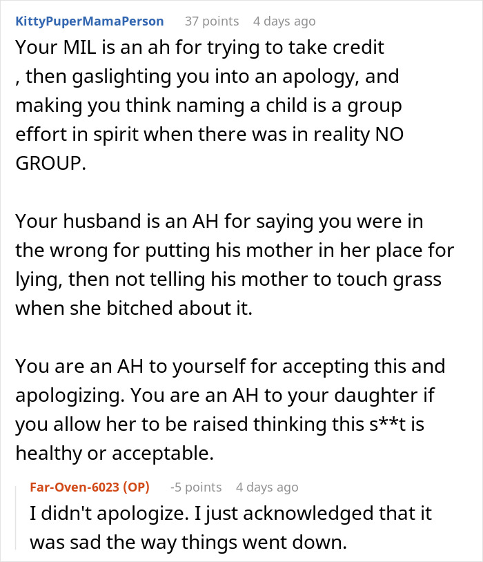 MIL Tries To Take Credit For Granddaughter’s Name, Mom Calls Her Bluff, Sparking Family Drama