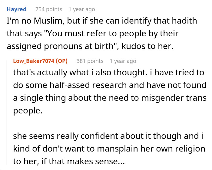 Woman Attempts To Hide Her Misgendering Colleague Behind The Religion, But To No Avail
