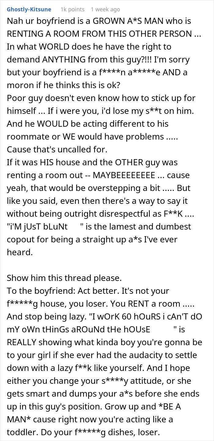 GF Horrified After Seeing BF&#8217;s Tone With His Roommate, Seeks Advice Online