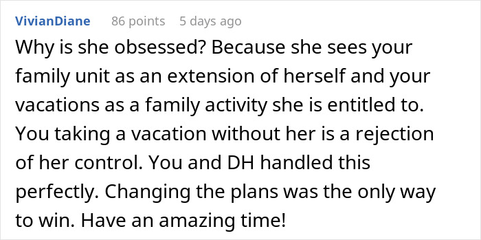 Unhinged MIL Follows Couple On Every Vacation, So They Change Their Plans Last Minute