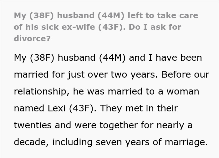 &#8220;He&#8217;d Understand If I Chose Divorce&#8221;: Husband Chooses Ill Ex Over Current Wife