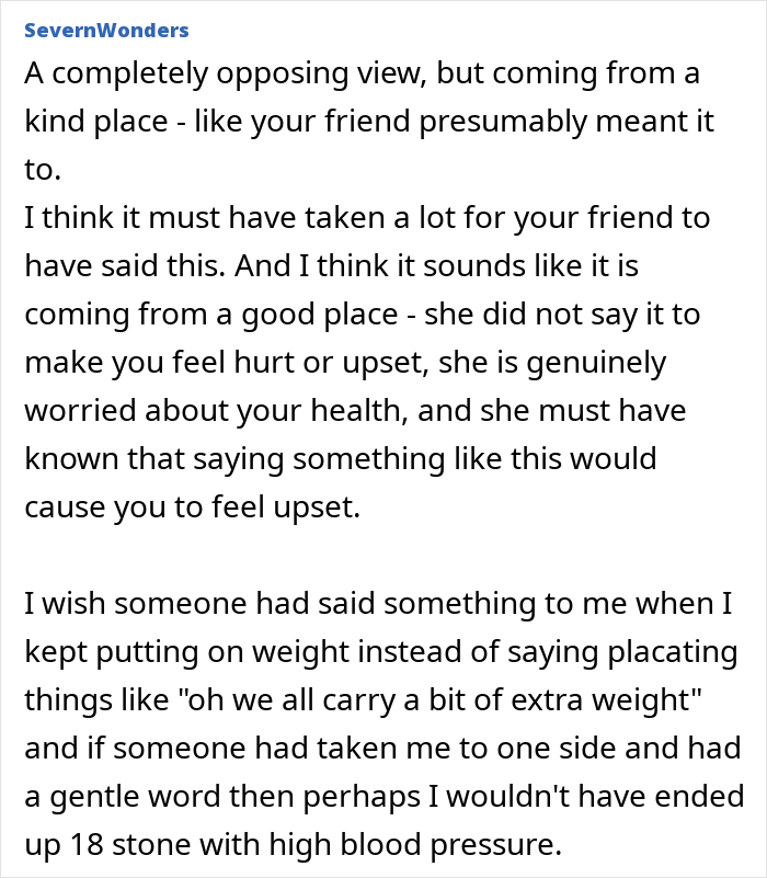 “Totally Blindsided”: Weight Comments Urge Woman To Rethink Relationship With Childhood Friend