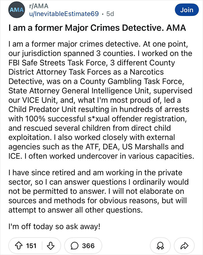 Former Major Crimes Detective Spills The Tea On What Their Job Was Really Like