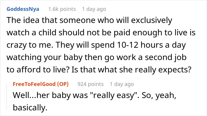 Woman Thinks Babysitters Don’t Deserve A Living Wage, Gets A Reality Check From Sibling