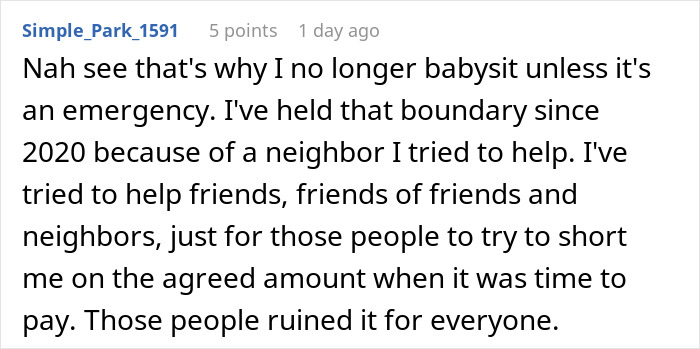 Woman Thinks Babysitters Don’t Deserve A Living Wage, Gets A Reality Check From Sibling