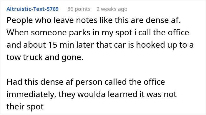 Someone Believes They Can Force New Neighbor To Give Up Her Paid Parking Space, But To No Avail