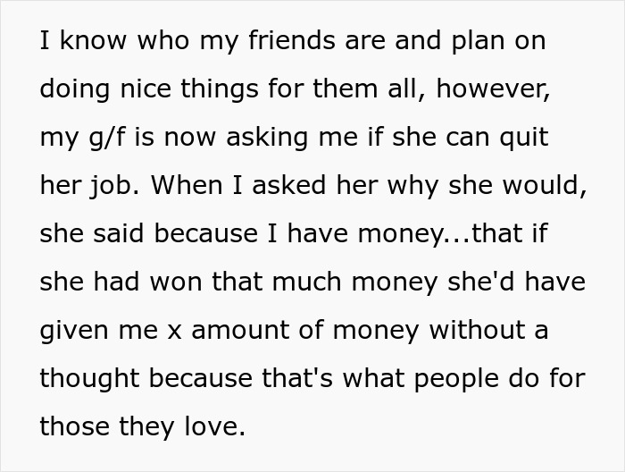 Guy Horrified After Toxic GF Wants To Quit Her Job After He Wins Lottery, Decides To Dump Her