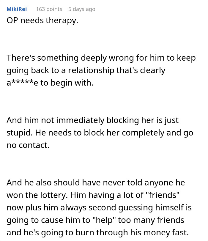 Guy Horrified After Toxic GF Wants To Quit Her Job After He Wins Lottery, Decides To Dump Her