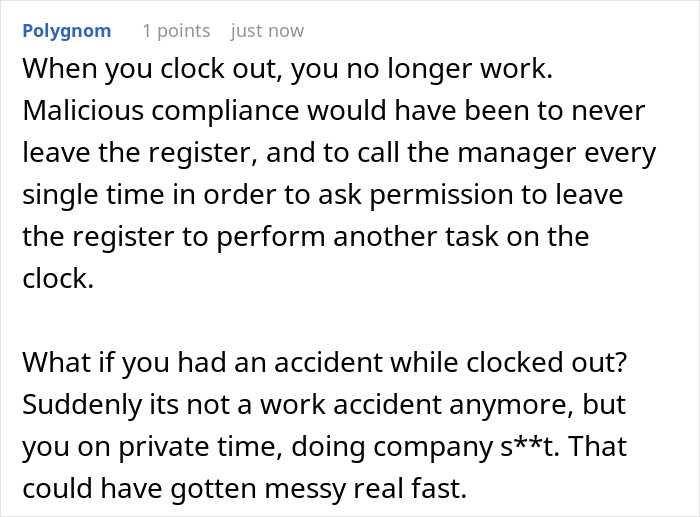 Boss Falls Flat On His Face After Telling Employee To Clock Out For Every Second Away From Register