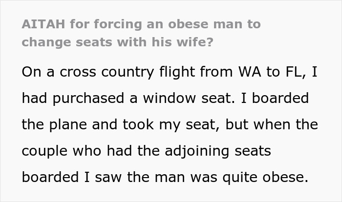 Person Refuses To Lift Armrest To Make Room For Obese Passenger, Gets Labeled Fatphobic