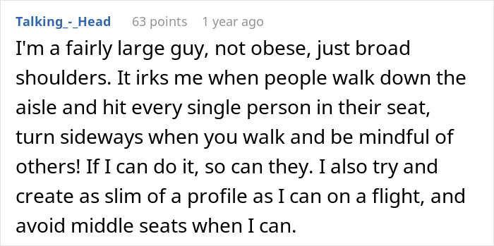 Person Refuses To Lift Armrest To Make Room For Obese Passenger, Gets Labeled Fatphobic