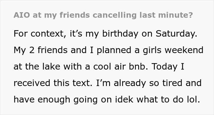 Birthday Girl Shocked When Her Friends Cancel Planned Trip For A Restaurant Reservation