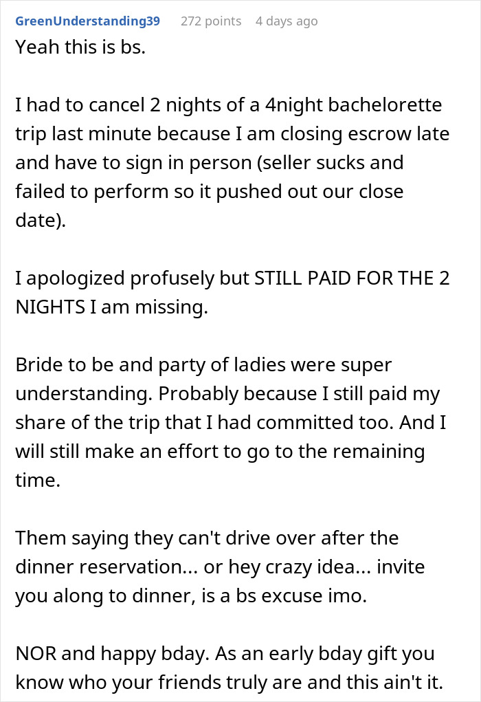 Birthday Girl Shocked When Her Friends Cancel Planned Trip For A Restaurant Reservation