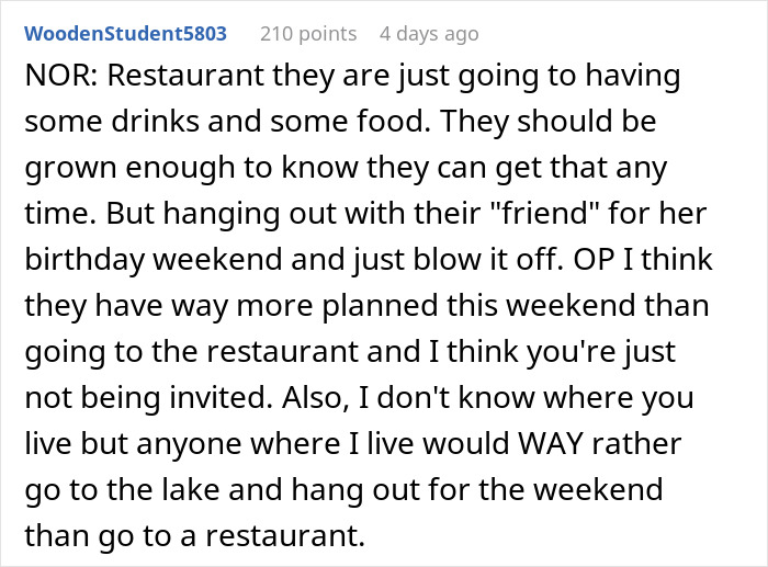 Birthday Girl Shocked When Her Friends Cancel Planned Trip For A Restaurant Reservation