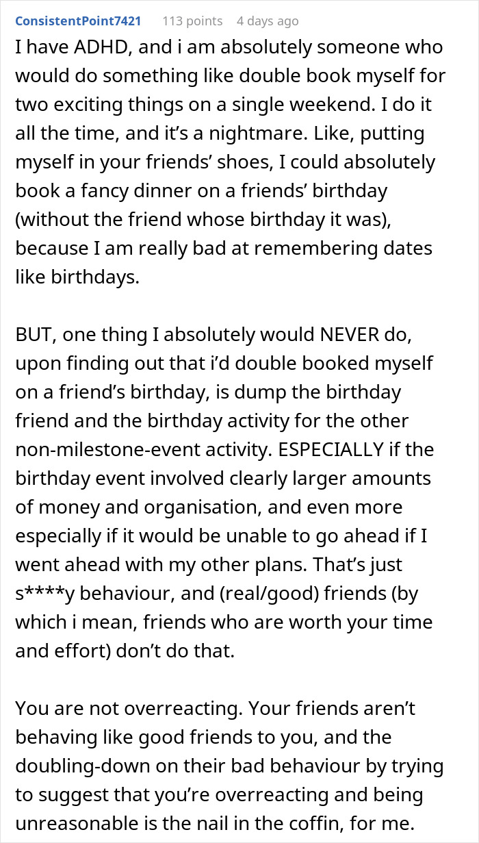 Birthday Girl Shocked When Her Friends Cancel Planned Trip For A Restaurant Reservation