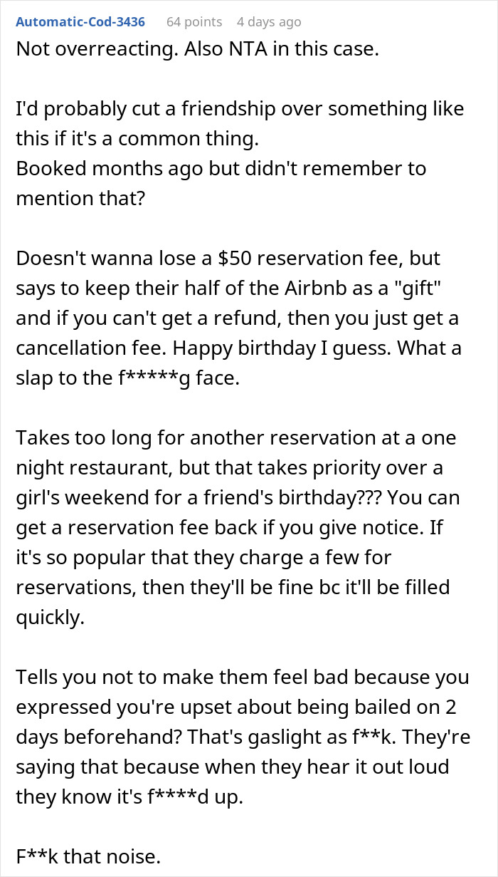 Birthday Girl Shocked When Her Friends Cancel Planned Trip For A Restaurant Reservation