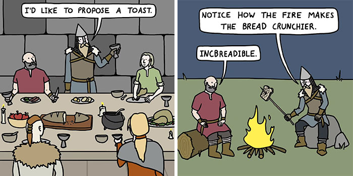 This Artist Loves Dad Jokes And Norse Myths, So They Created 34 Pun-Filled Comics (New Pics)