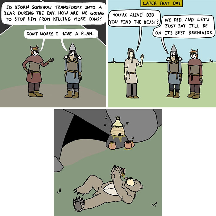 This Artist Loves Dad Jokes And Norse Myths, So They Created 34 Pun-Filled Comics (New Pics)