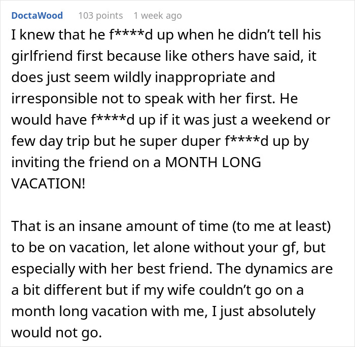 GF Has To Cancel Monthlong Vacation Due To Work, Mortified When BF Invites Her Bestie Instead